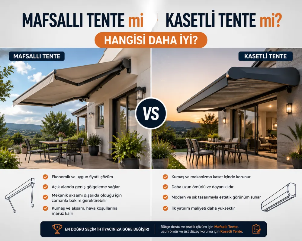 Mafsallı Tente mi Kasetli Tente mi? Hangisi Daha İyi? - Görsel 1 | Mevsim Tente Blog