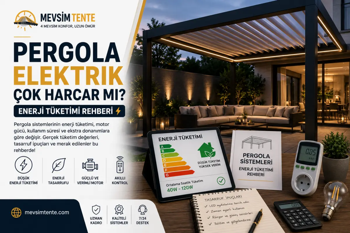 Pergola Elektrik Çok Harcar mı? Enerji Tüketimi Rehberi - Mevsim Tente Blog